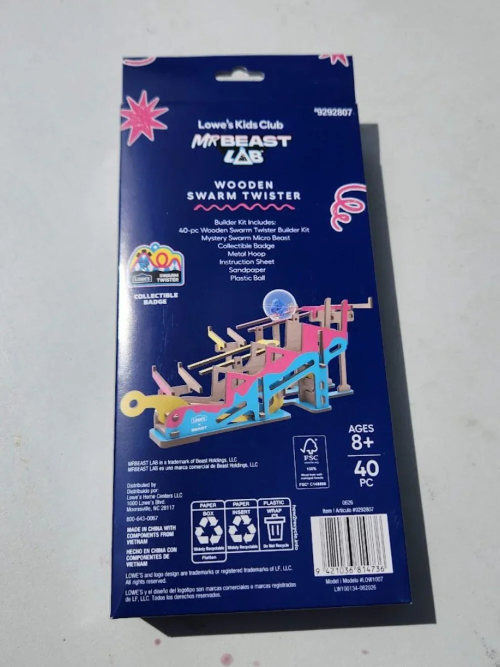 New Lowe's Kids Club Workshop Mr. Beast MrBeast Lab Wooden Track Swarm Twister B